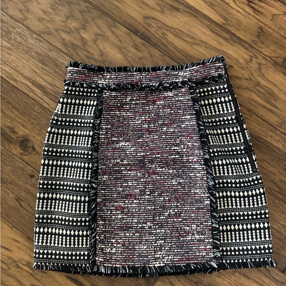 French Connection Black and White Textured Pencil Skirt